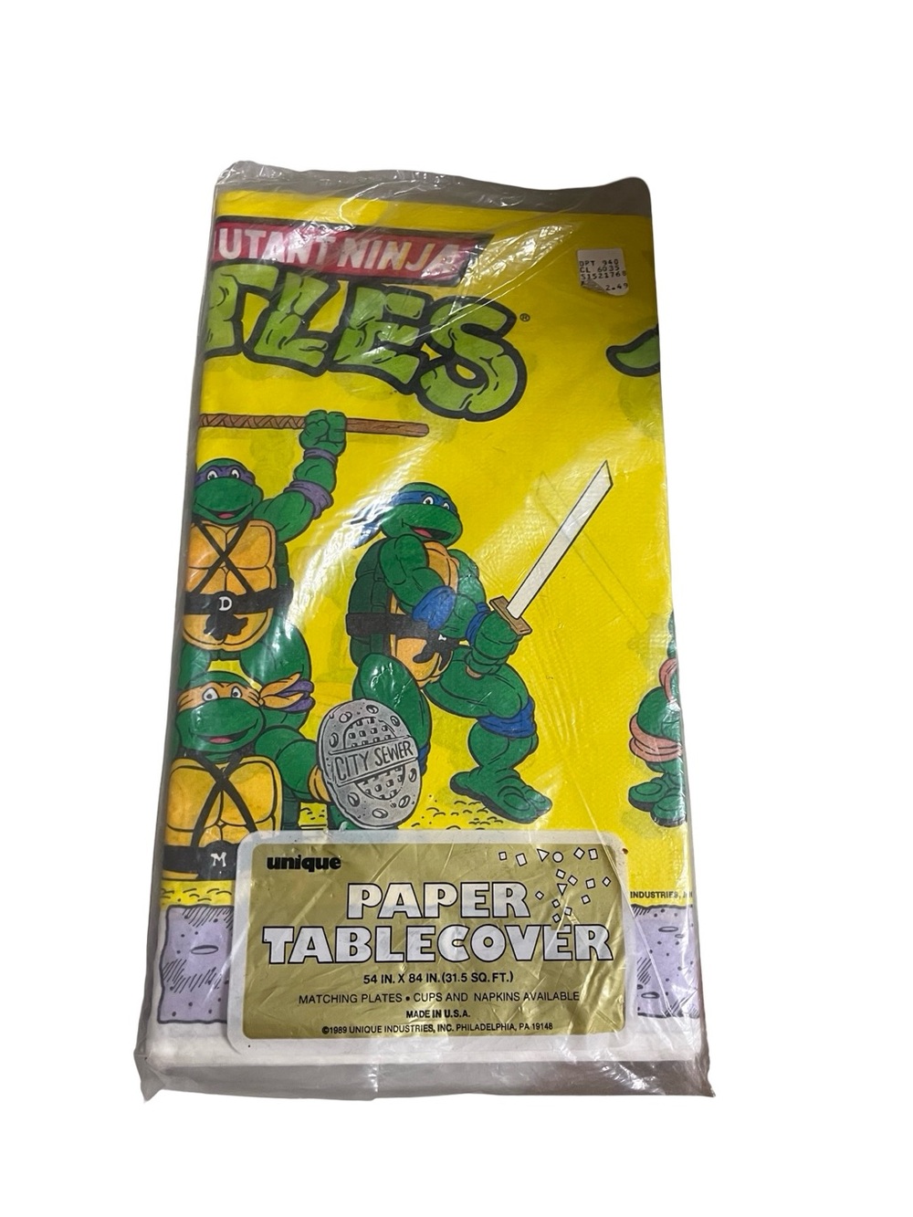 Vtg 1989 TMNT Teenage Mutant Ninja Turtles Paper Table Cover NIP Retro